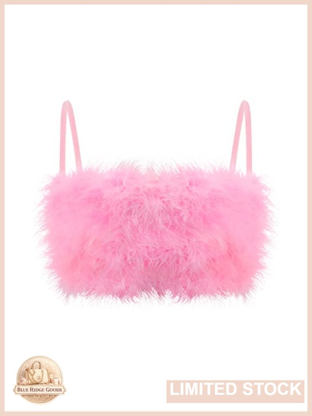 Faux Fur Crop Top Spaghetti Strap Backless Cami for Party Club